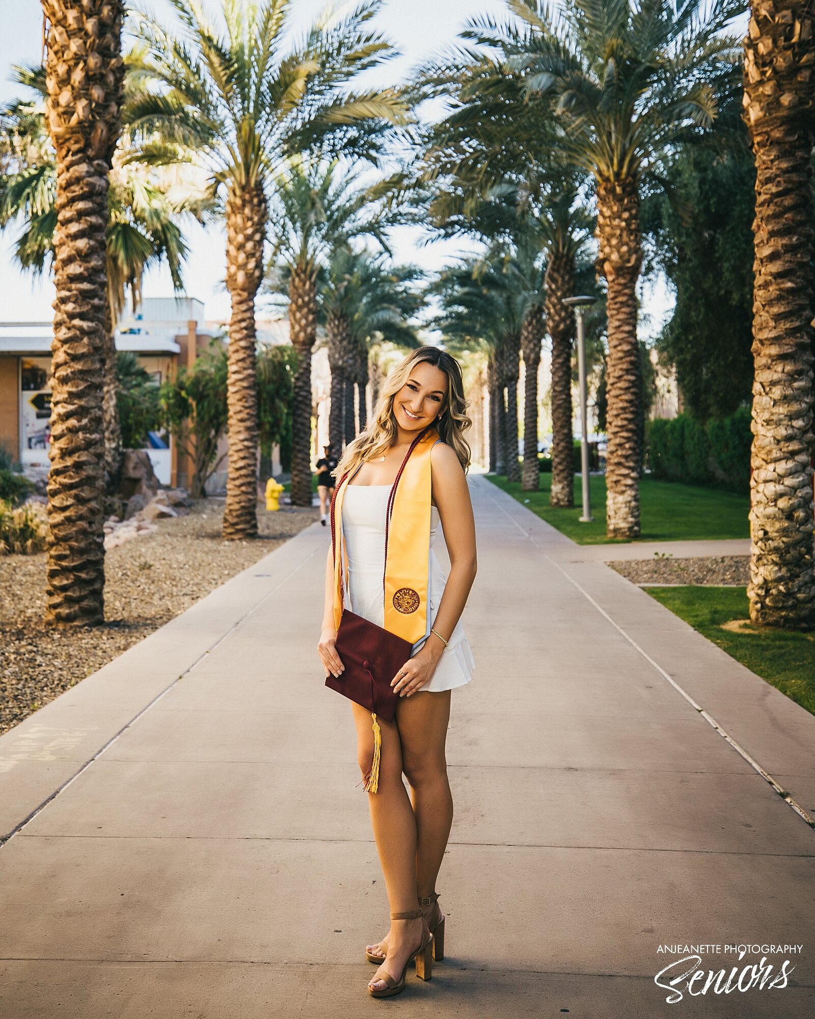  best ASU senior picture Places near me Old Main Phoenix Arizona State University campus to take senior pictures Anjeanette Photography Graduation Picture High School Senior Portraits Peoria 