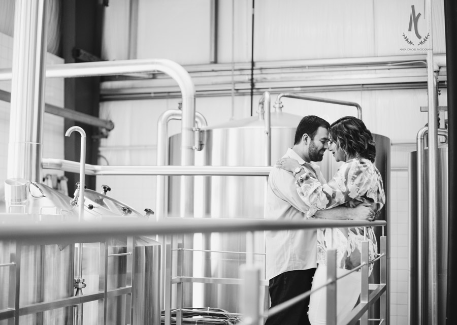 Engagement picture in Blackstone Brewery in Nashville Tennessee