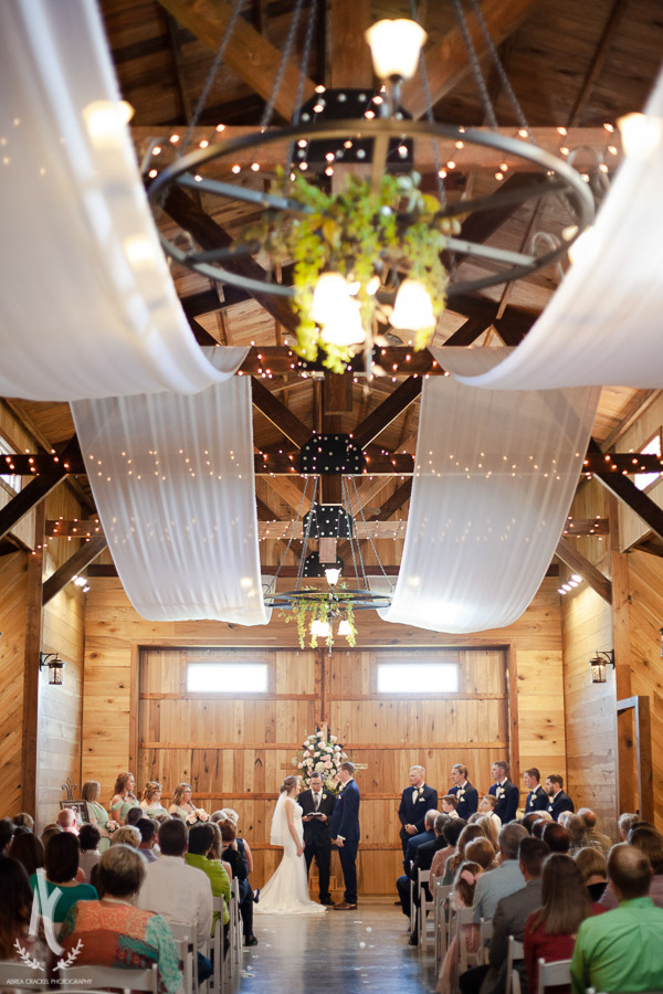 Inside the rustic barn at the Venue at Waddell Place in McKenzie, Tennessee