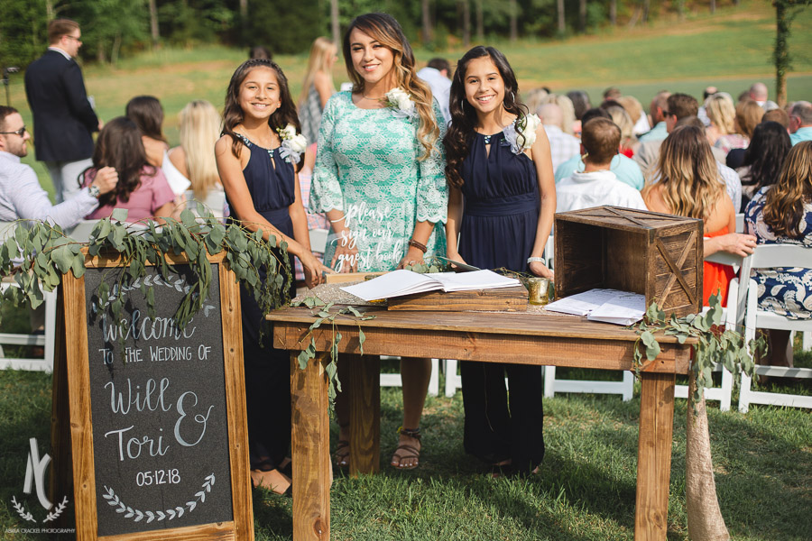 Sign in table for outdoor ceremony