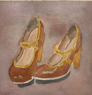 I felt that the background was too purple, so I neutralized it with a very watery glaze of lemon yellow.