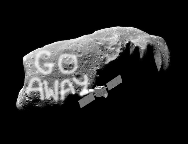 Asteroid Graffiti might be our answer to deflect near-Earth asteroids! Images: NASA/Hyland, D. et al. Illustration: Wired