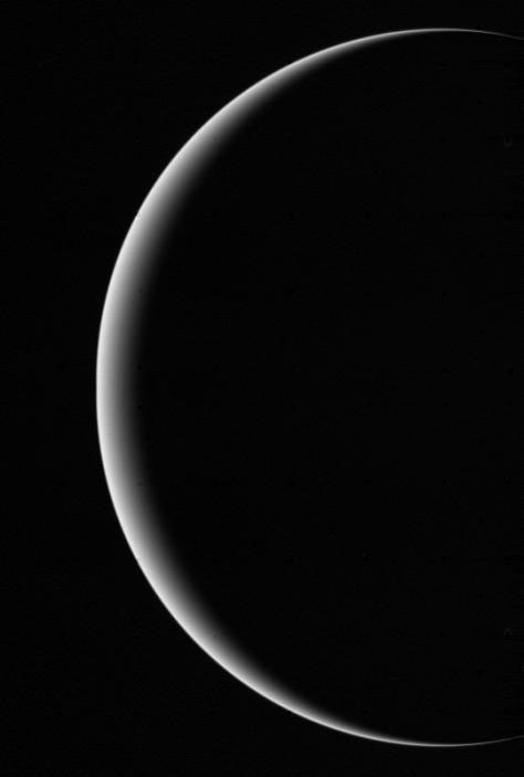 Crescent Uranus as Voyager 2 passes by. Image credit: NASA.
