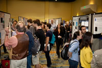 One of the rows of people and posters during the Tuesday Poster Night Session. Credit: LPSC
