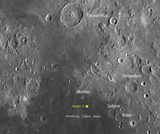 Landing site of the Apollo 11 in the Sea of Tranquility. Credit: NASA
