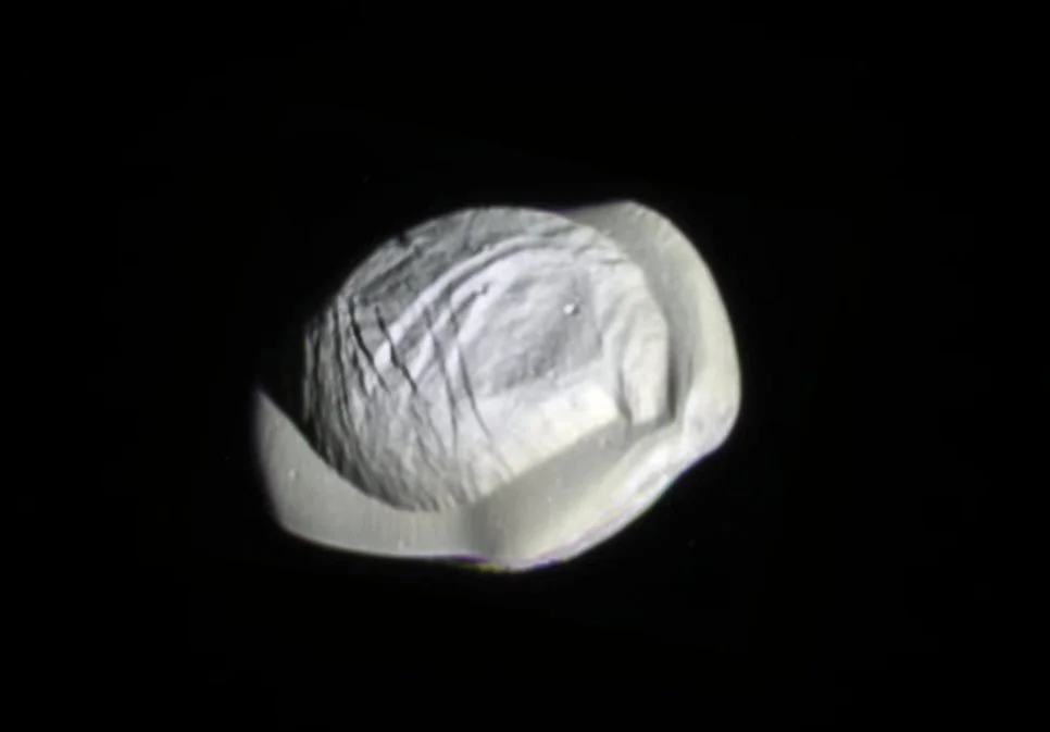 Pan- the "ravioli moon" of Saturn imaged in April 2017! Image credit: NASA Cassini.