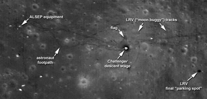 Marked map of Taurus-Littrow Valley Apollo 17 landing site. Image credit: NASA