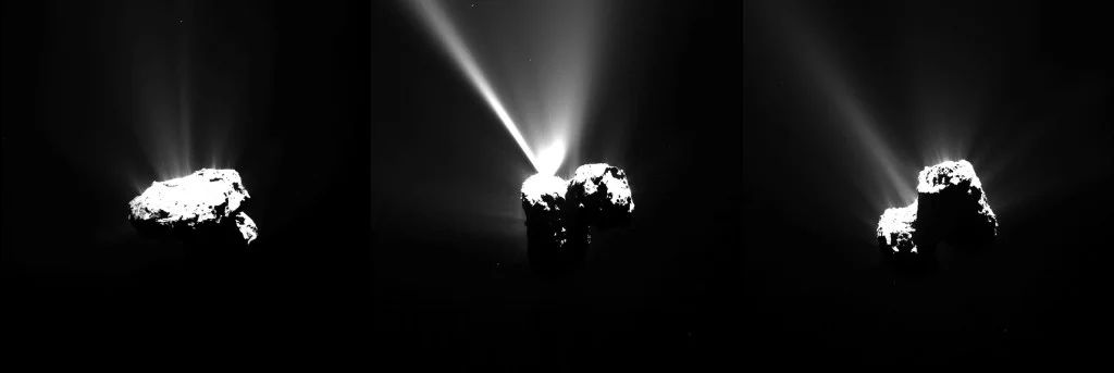 Evolution of vapor tails of 67P through the Rosetta mission. Image credit: ESA/Rosetta/MPS for OSIRIS Team MPS/UPD/LAM/IAA/SSO/INTA/UPM/DASP/IDA