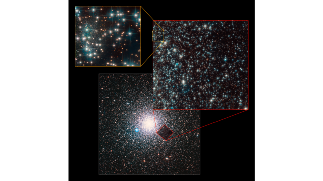 Bedin 1 Dwarf Galaxy located behind a bright globular cluster! News release ID: STScI-2019-09 Image credit: NASA , ESA , L. Bedin (Astronomical Observatory of Padua, Italy), and Digitized Sky Survey 2