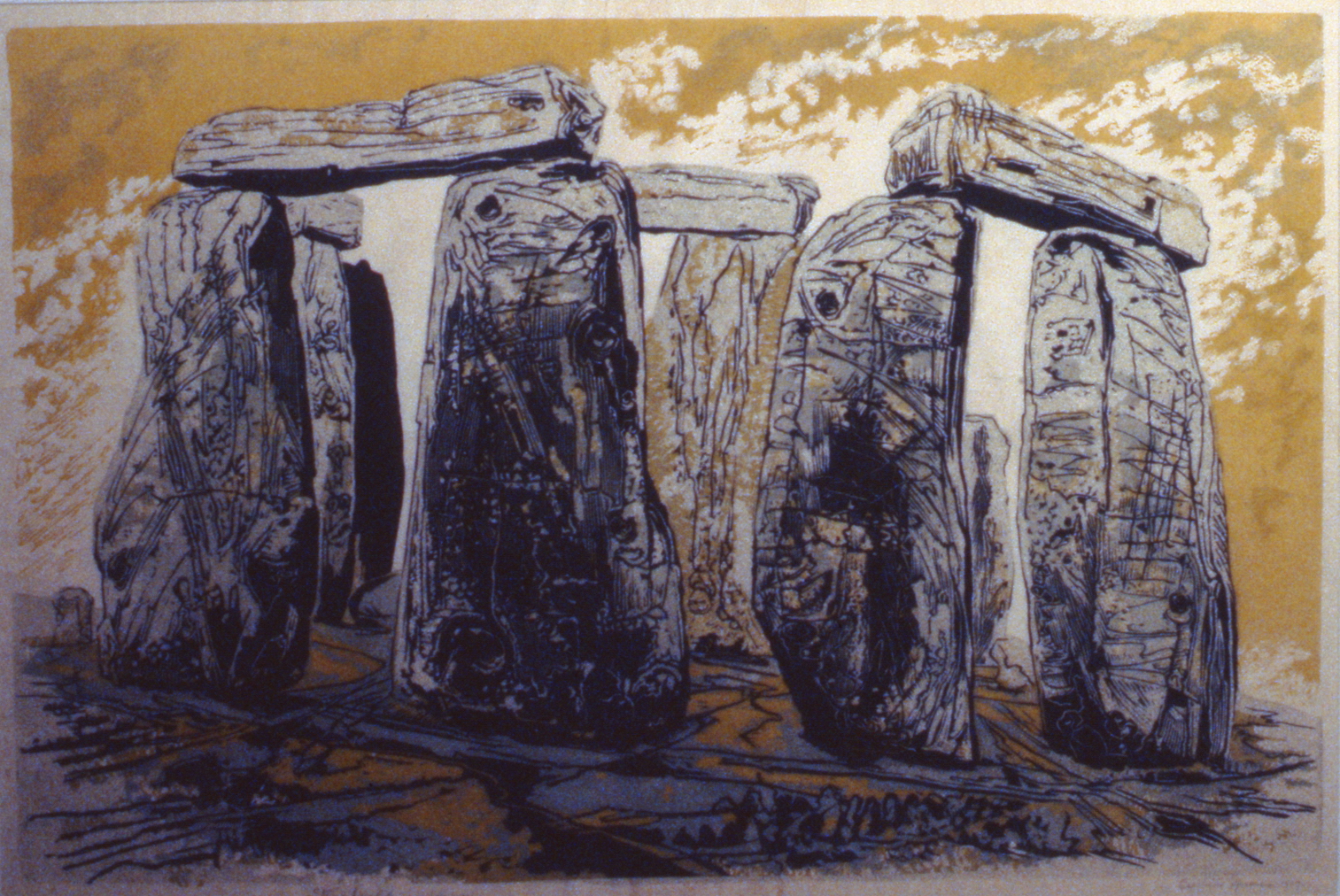 Stonehenge , 1947, Gertrude Hermes , linocut on paper, 1993.01.01
