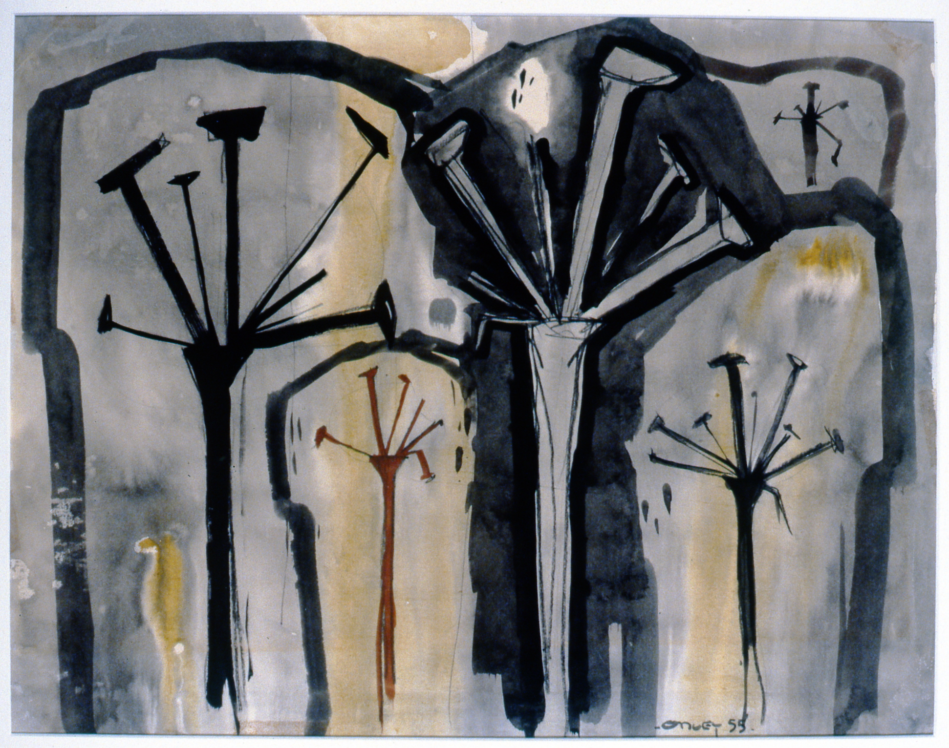 Iris , 1955, Toni Onley, watercolour, 40 cm x 52.7 cm, 2001.04.02, gift of the Estate of Ethel & Maurice Joslin