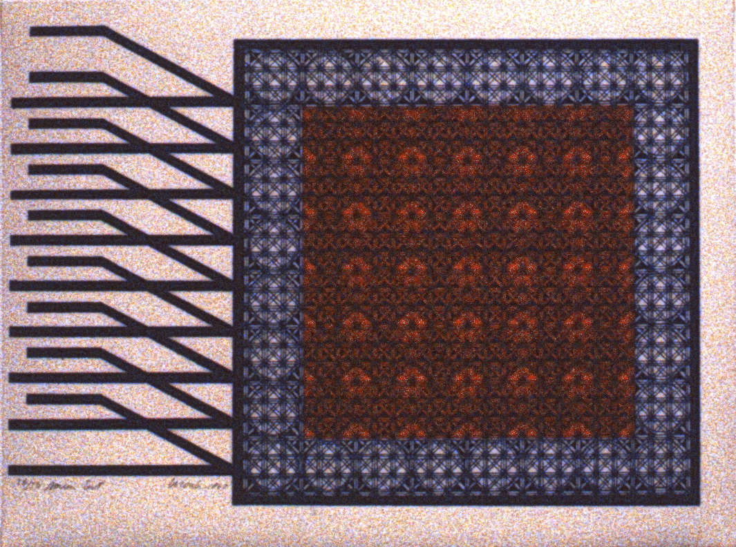 Screen Test , 1967, Michael Morris, serigraph, edition 36/50, 15" x 20", 1985.03.04. Simon Fraser Centennial Suite Donation. Gift of Jessie Binning.