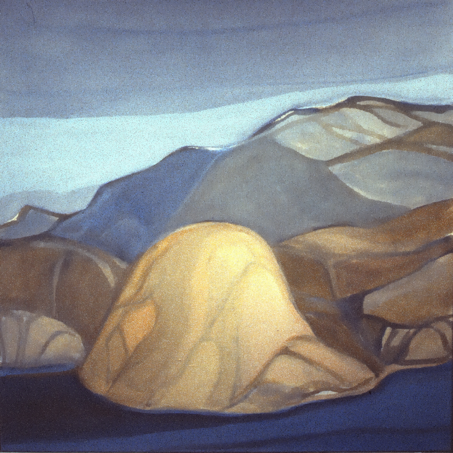 Rock Hills or Okanagan Hill , c. 1980, Betty Warnock, acrylic on canvas, 1986.01.01. Gift of Mrs. Gisele Critchley.