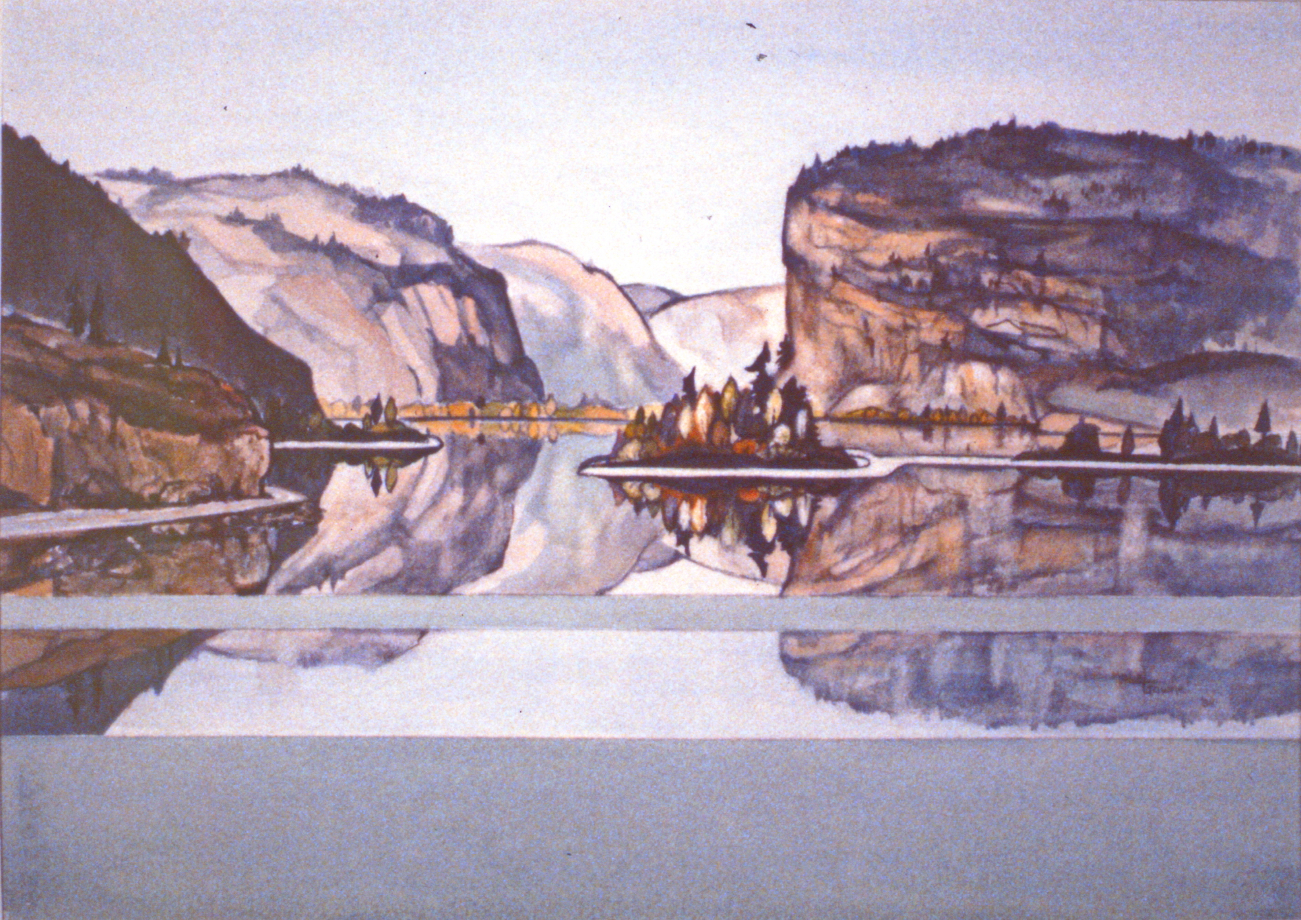 Reflections No. 5 (Vaseaux Lake) , 1984, Mabel Gawne, watercolour on paper, 41.5 x 58 cm, 1986.08.02. Gift of the artist.