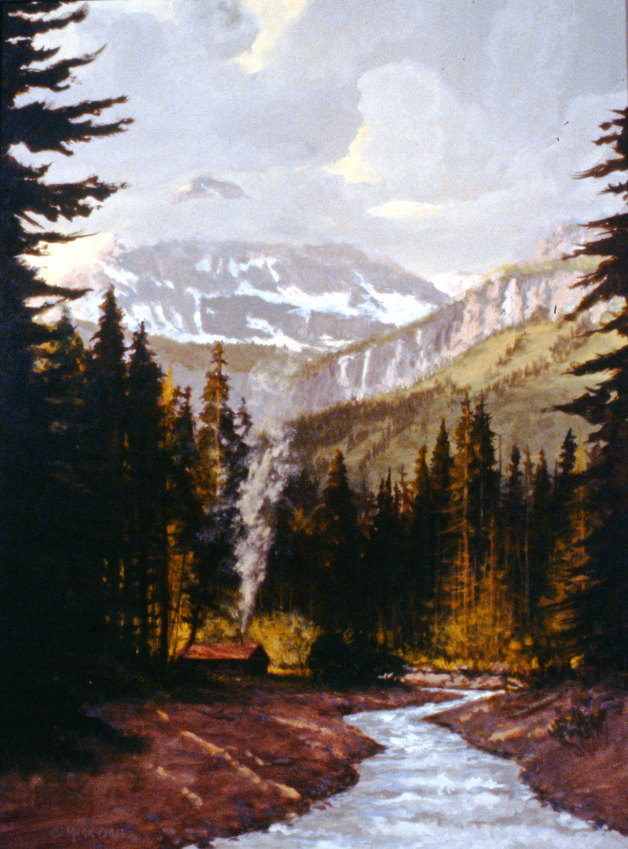 Camus Creek , c. 1982, Mark Ogle, oil on canvasboard, 18"x 24", 1986.12.01