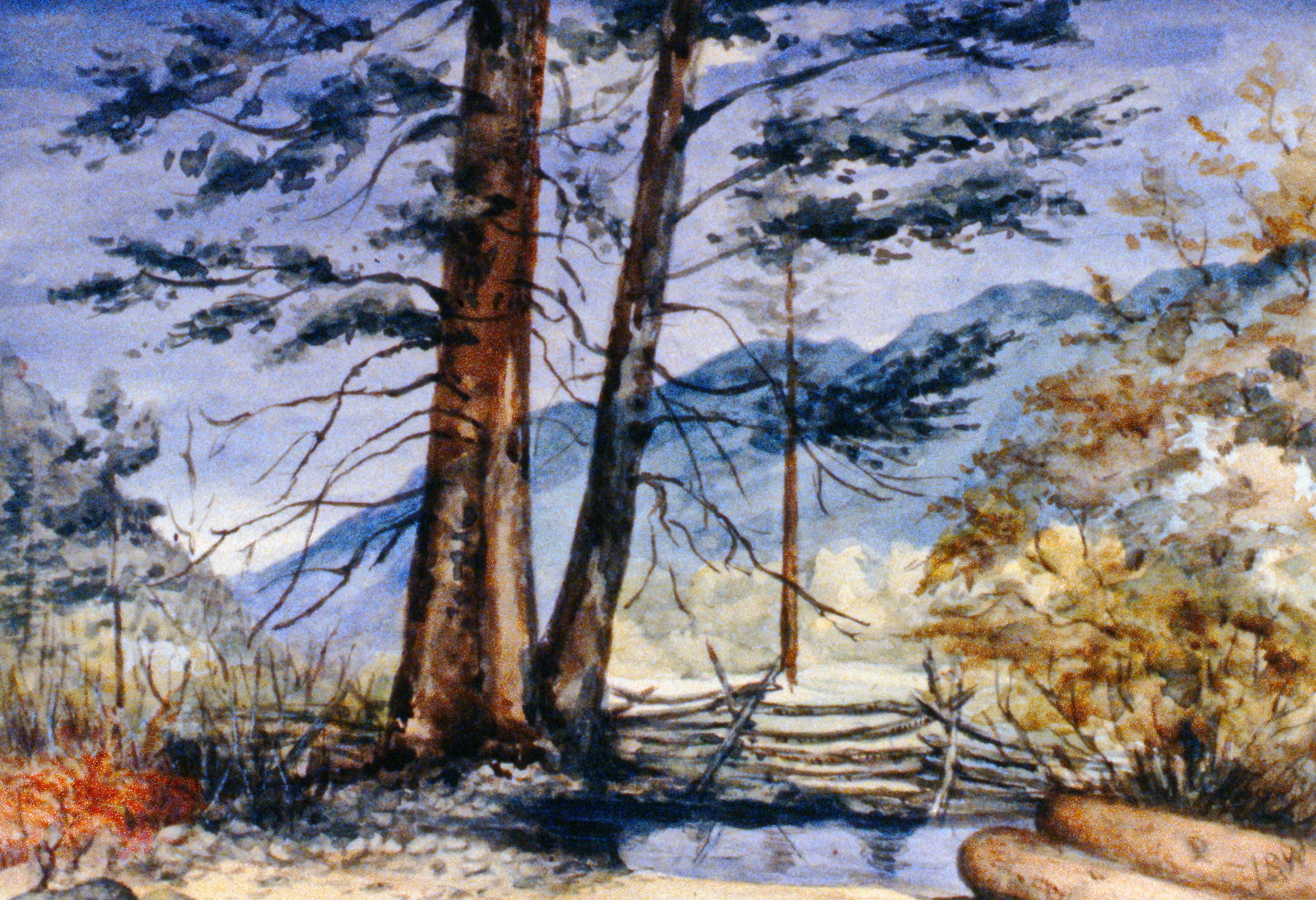Untitled (Looking From Similkameen), c. 1895, Julia Bullock-Webster, watercolour on paper, 20.1 x 29.4 cm, 1983.02.11. Gift of Mrs. Barbara Steel.