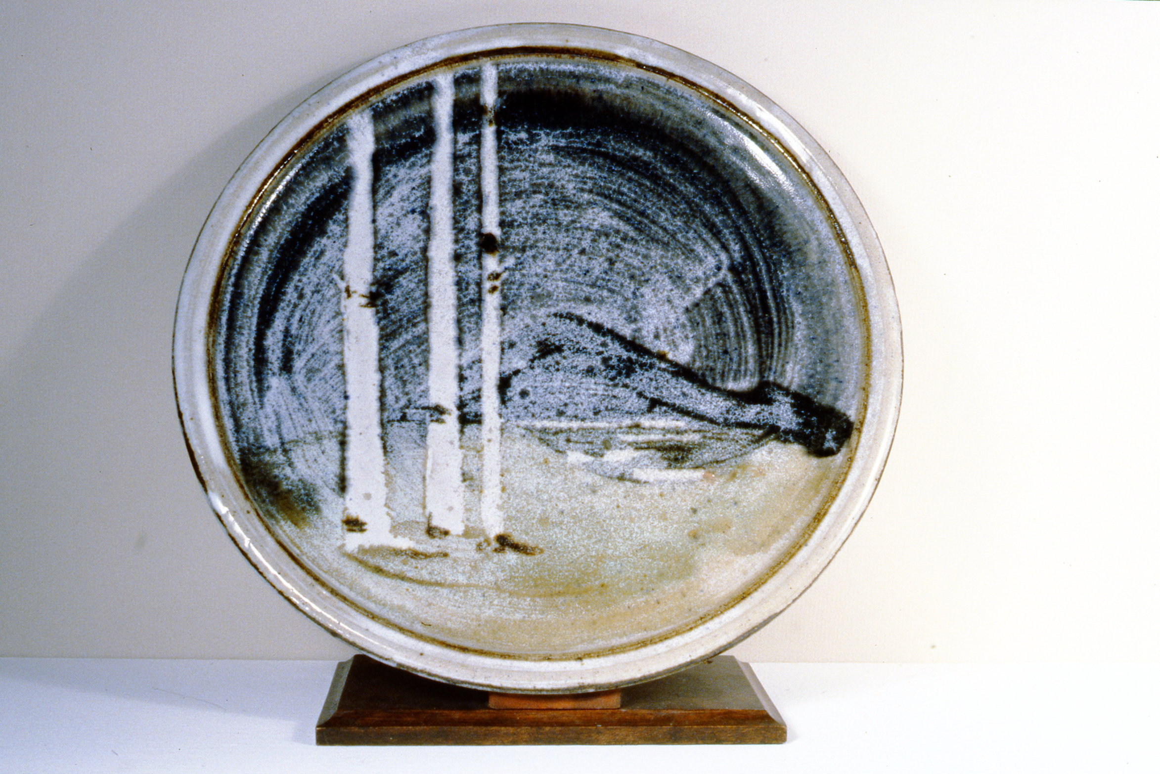 Landscape Plate , n.d., Frances Hatfield, ceramic, 33 1/2 cm diametre, 1995.01.06. Gift of the Okanagan Mainline Regional Arts Council.