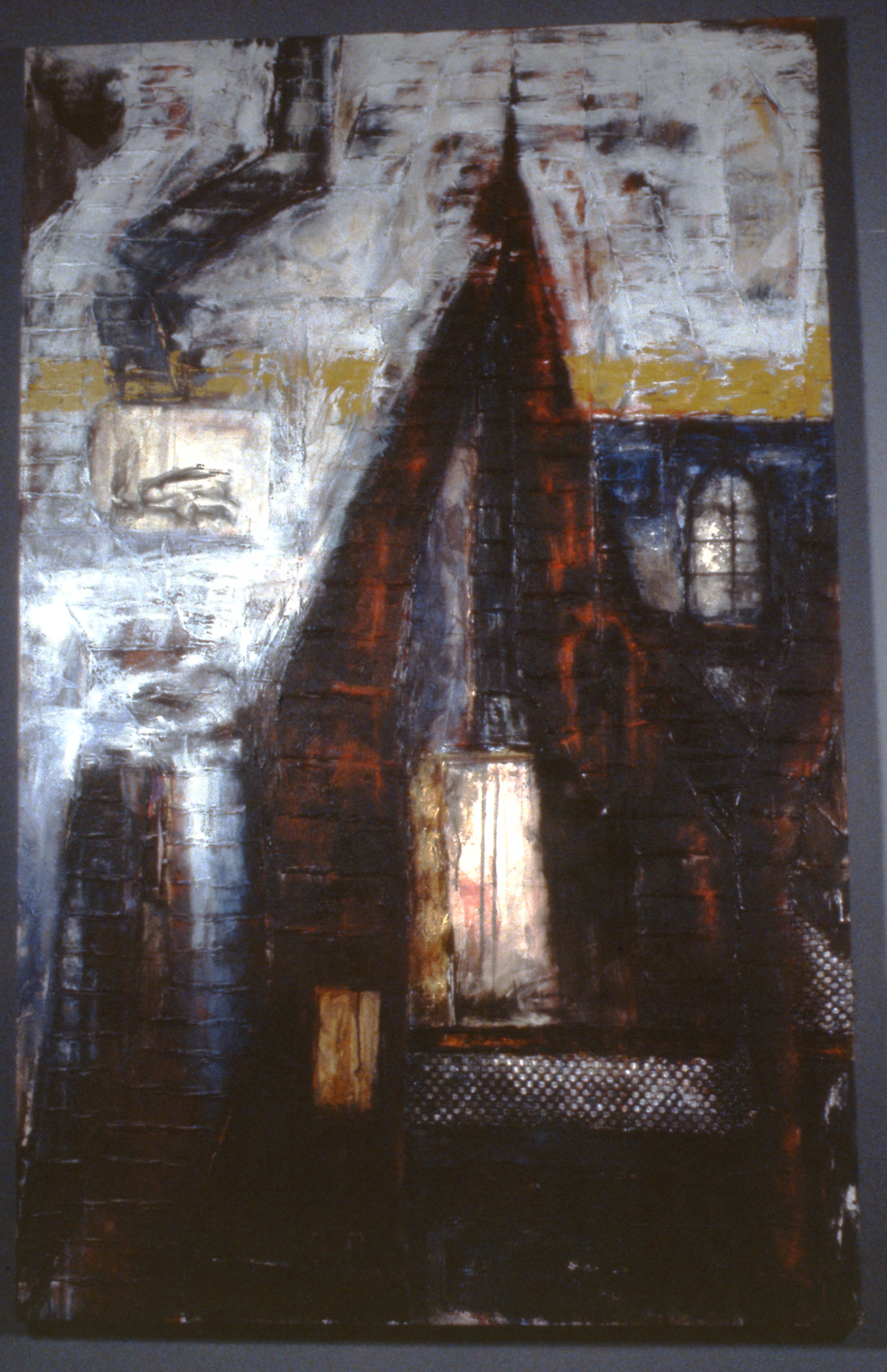 Chimney Symphony, c. 1991, Robin Costain, acrylic and collage on canvas, 1996.05.01