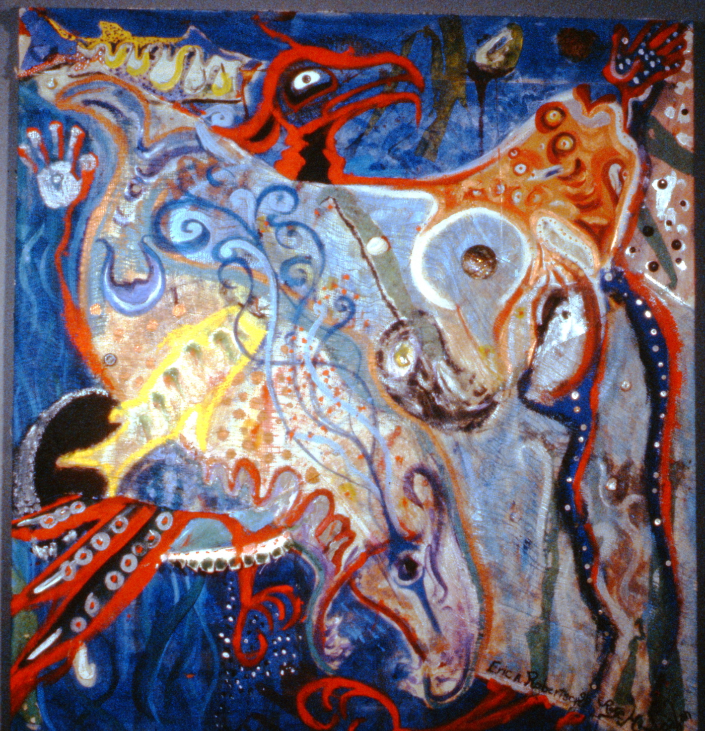 Fish Head Soup , 1996, Eric Robertson and Rose M. Spahan, mixed media on canvas, 145 x 156cm, 1996.04.01