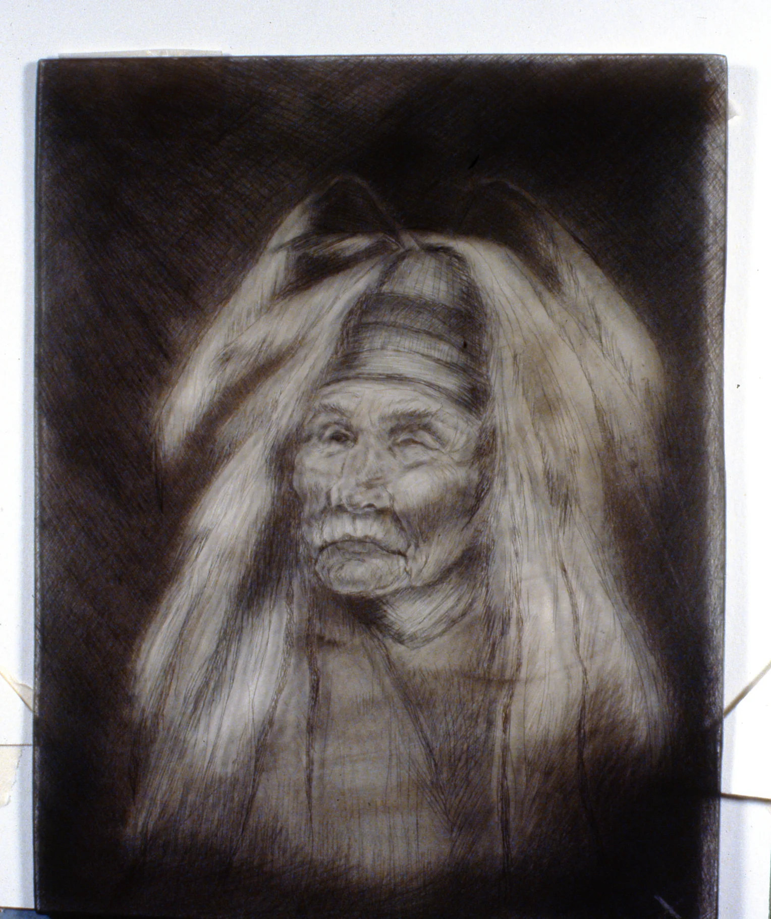 Shaman, 1980, Minn Sjølseth, retired plate (plastic), 25 x 20 cm, 1996.02.14
