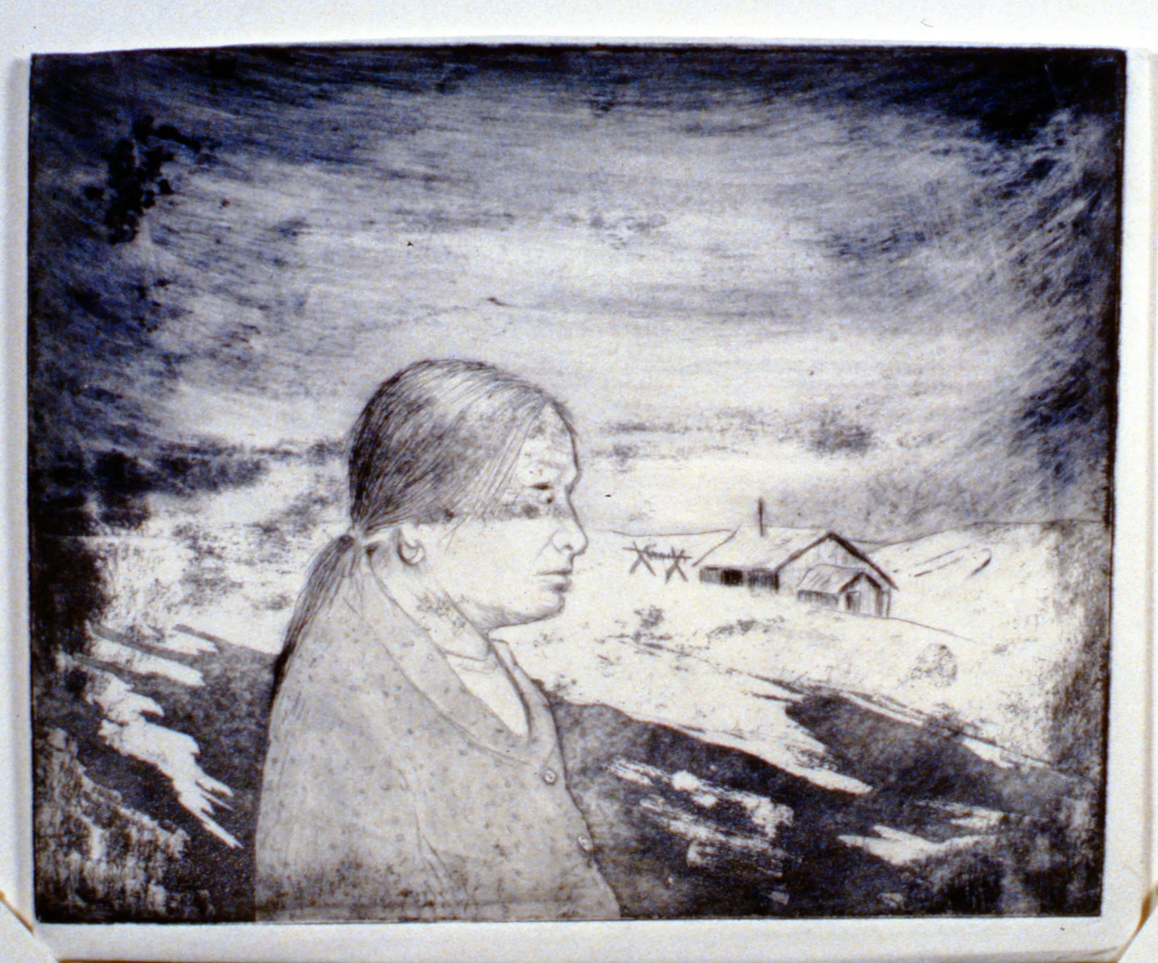 Teresa and Her Home , 1978, Minn Sjølseth, artist proof, 17.5 x 22 cm, 1996.02.17