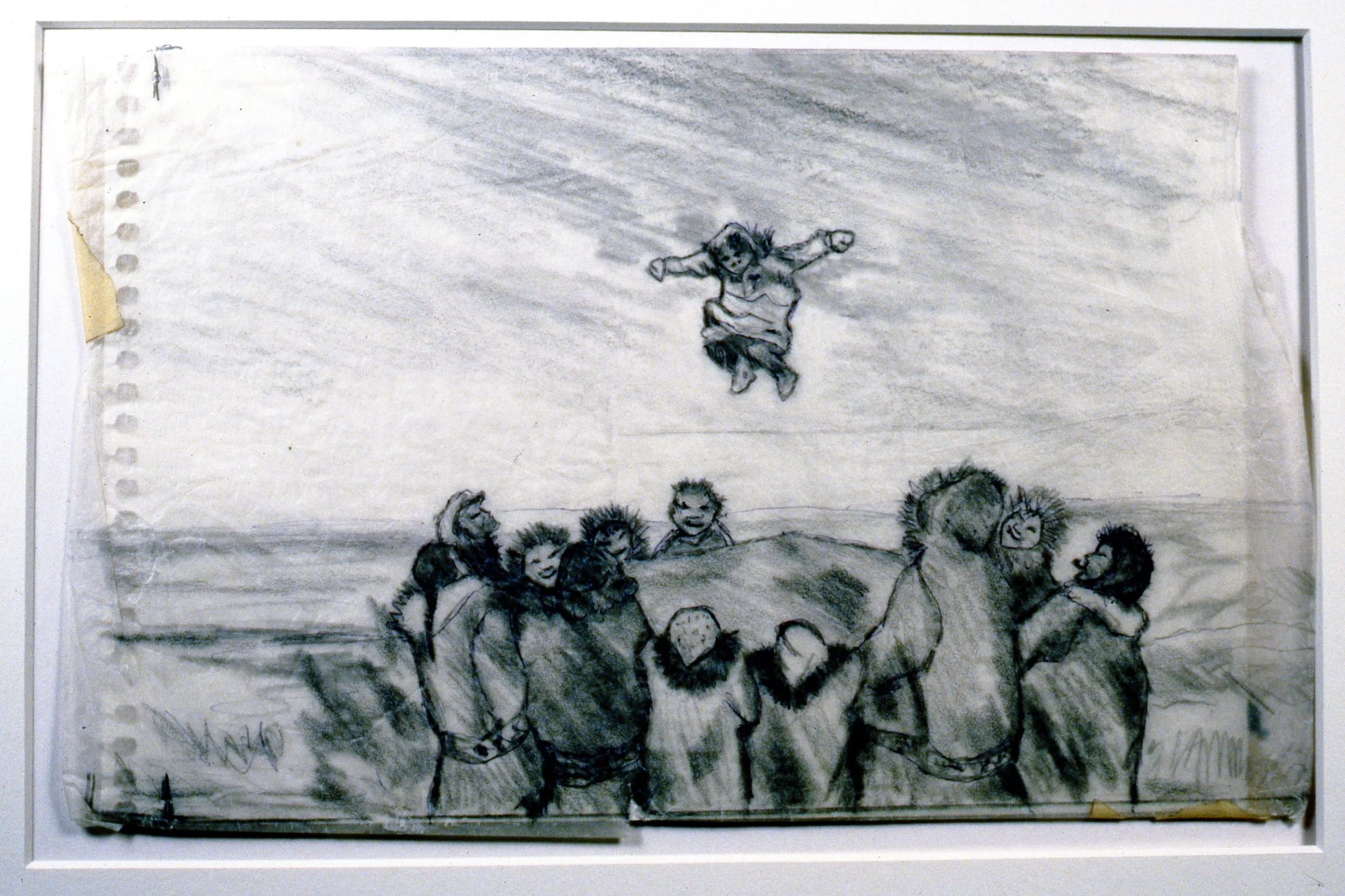 Blanket Toss , 1986, Minn Sjølseth, sketch, 15 x 25 cm, 1996.02.18