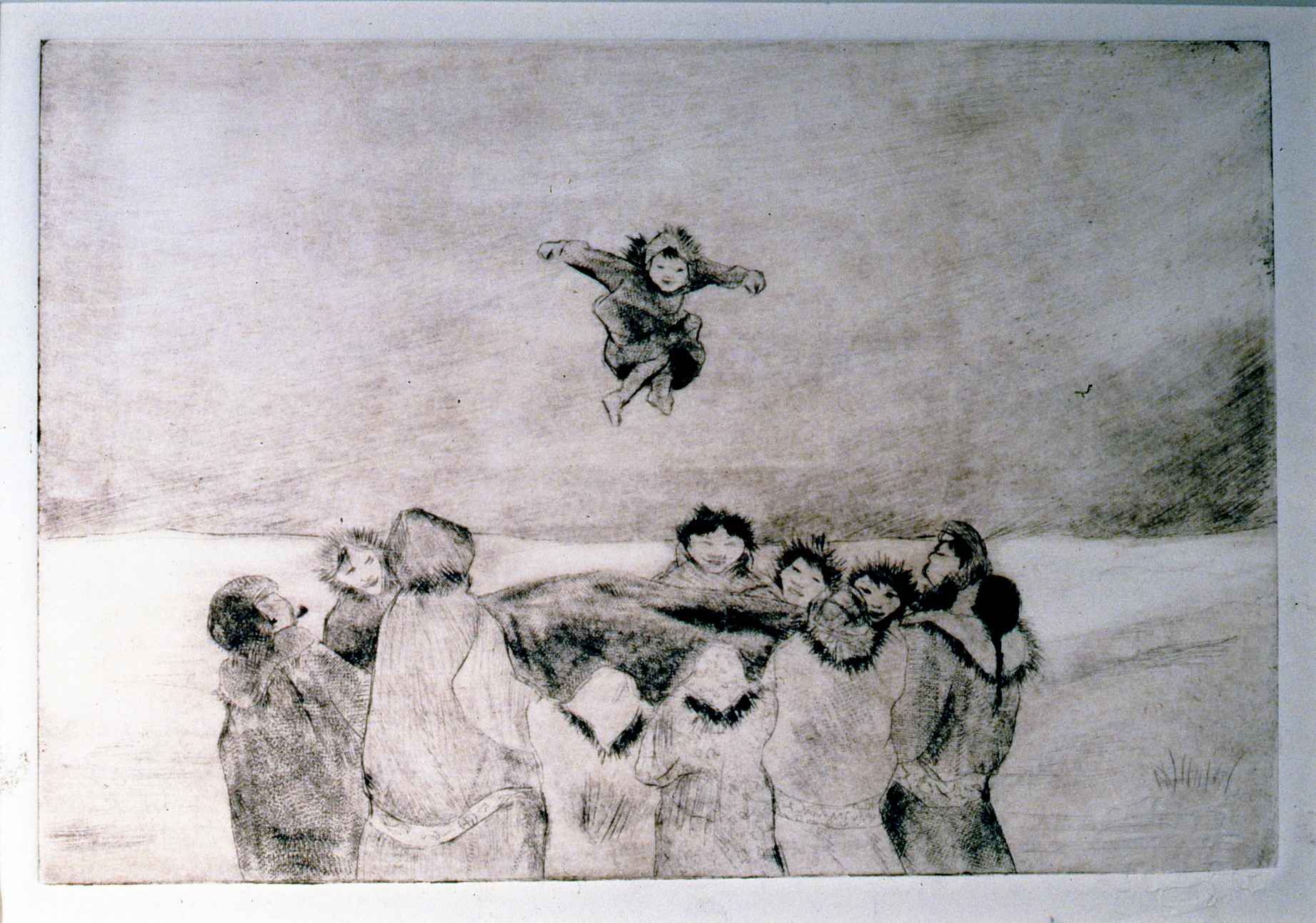 Blanket Toss , 1986, Minn Sjølseth, artist proof, 15 x 22.5 cm, 1996.02.19
