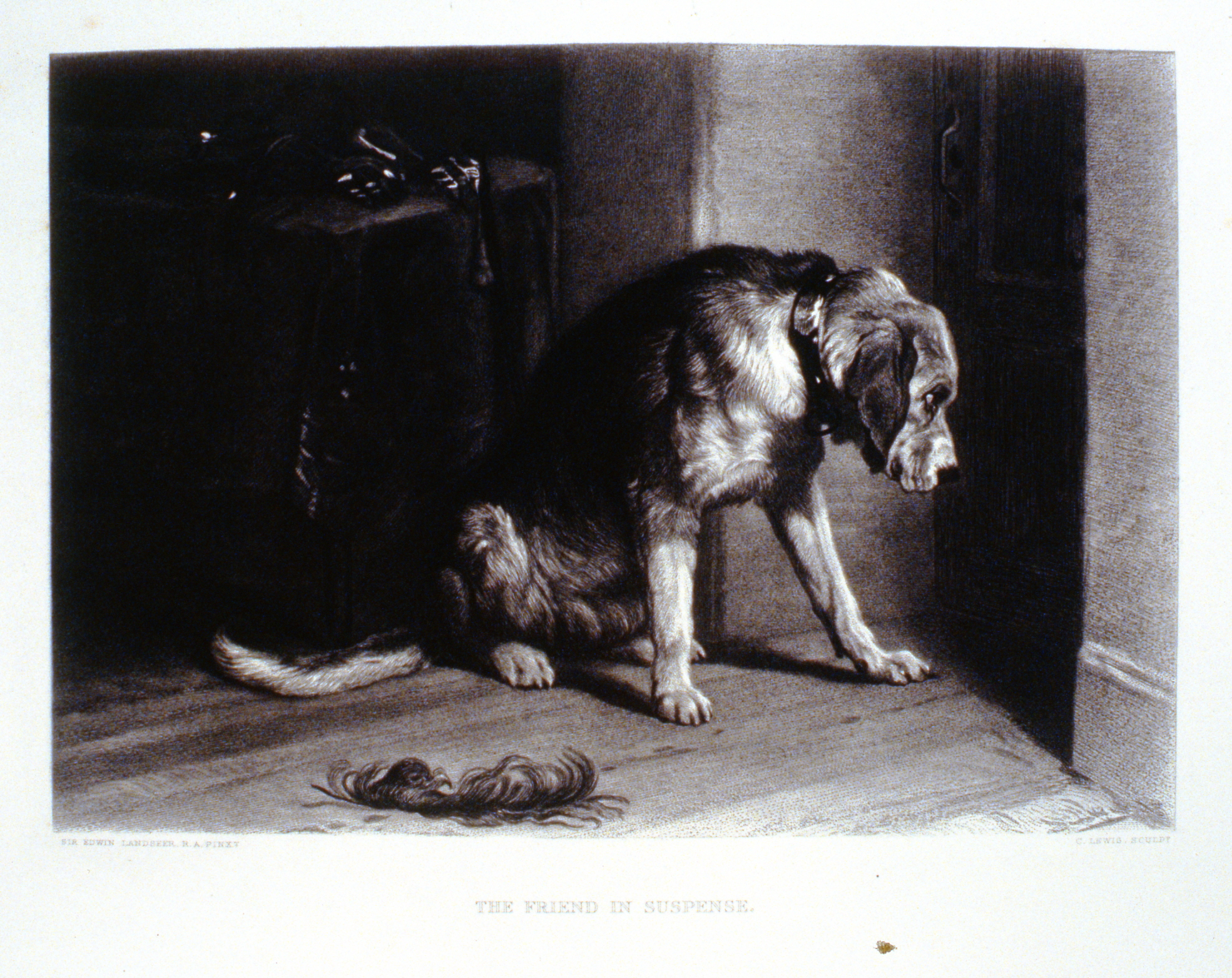 The Friend in Suspense , c. late 19th Century, Charles G. Lewis, steel engraving, 18.7 cm x 27.1 cm, 1996.08.17, gift of Yvonne Adams