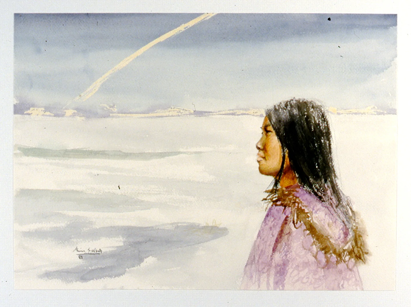 Contrail, 1982, Minn Sjølseth, watercolour, 9 1/2" x 13 1/2", 2000.04.04, gift of Al and Laila Campbell