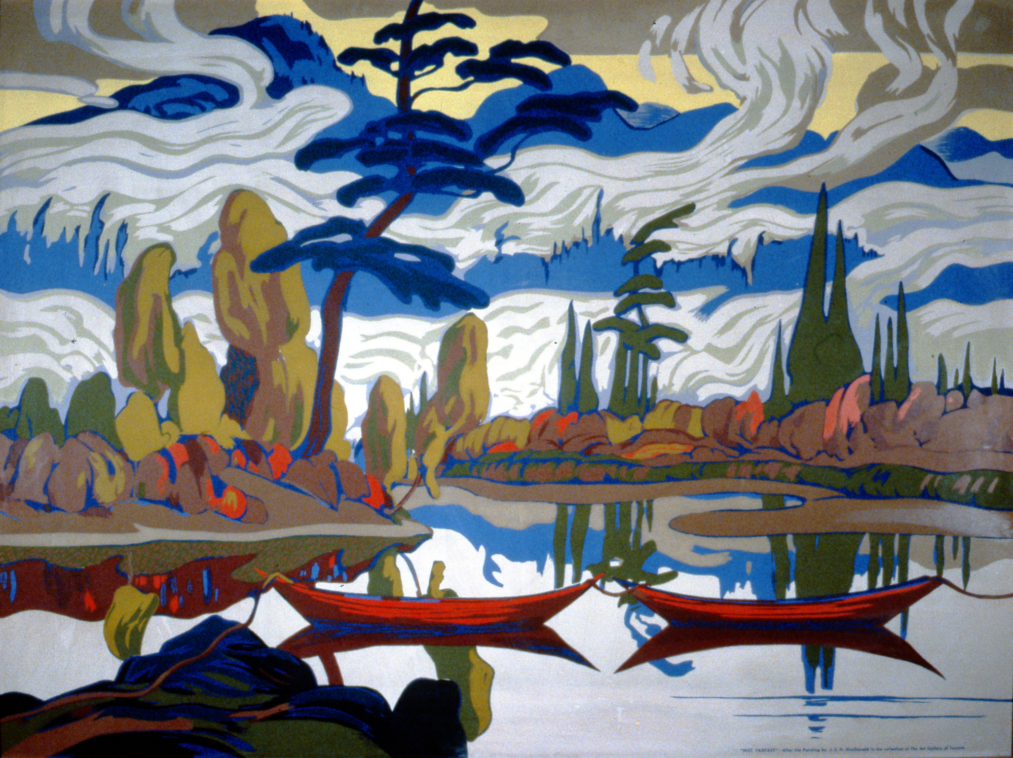Mist Fantasy, n.d., J.E.H. MacDonald, serigraph, 76.2 cm x 101.6 cm, 2001.04.16. Gift of the Estate of Ethel & Maurice Joslin.