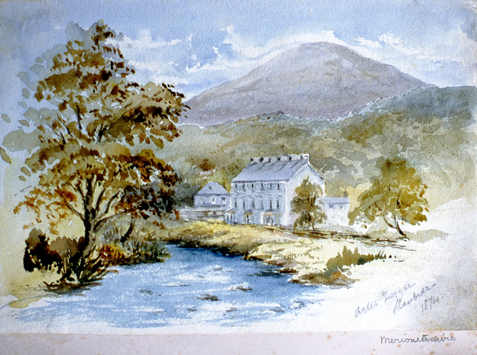 Merionetshire , 1874, Julia Bullock Webster, watercolour on paper, 7" x 10", 2003.02.37, gift of The Grist Mill at Keremeos