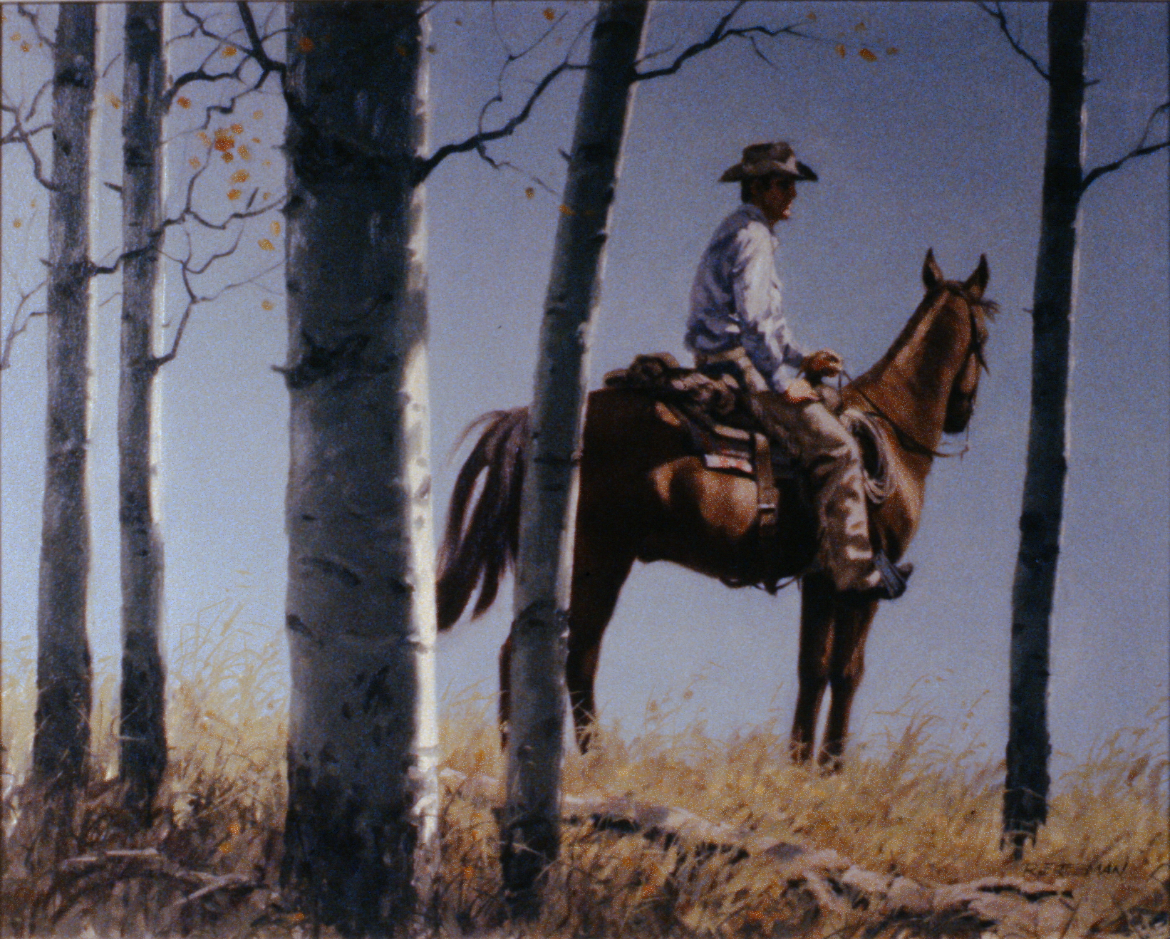 Poplar Frame, n.d., Richard Freeman, oil painting on hardboard, 39.5 x 49 cm, 1995.01.05. Gift of the Okanagan Mainline Regional Arts Council.