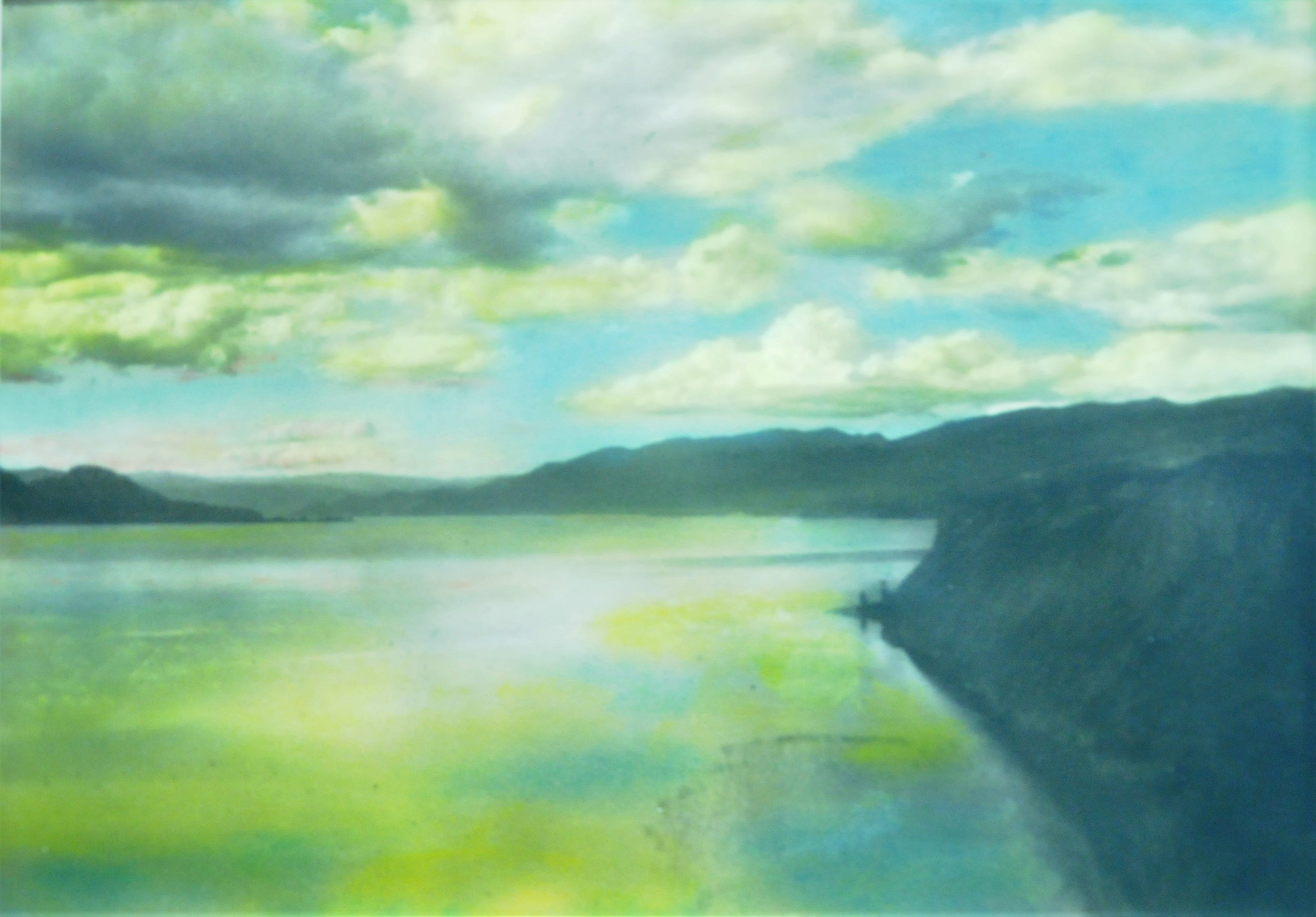 Evening on Okanagan Lake, c. 1930s, Victor Russell, tinted photograph, 2007.03.12. Gift of Kirsten & Ron Candy.