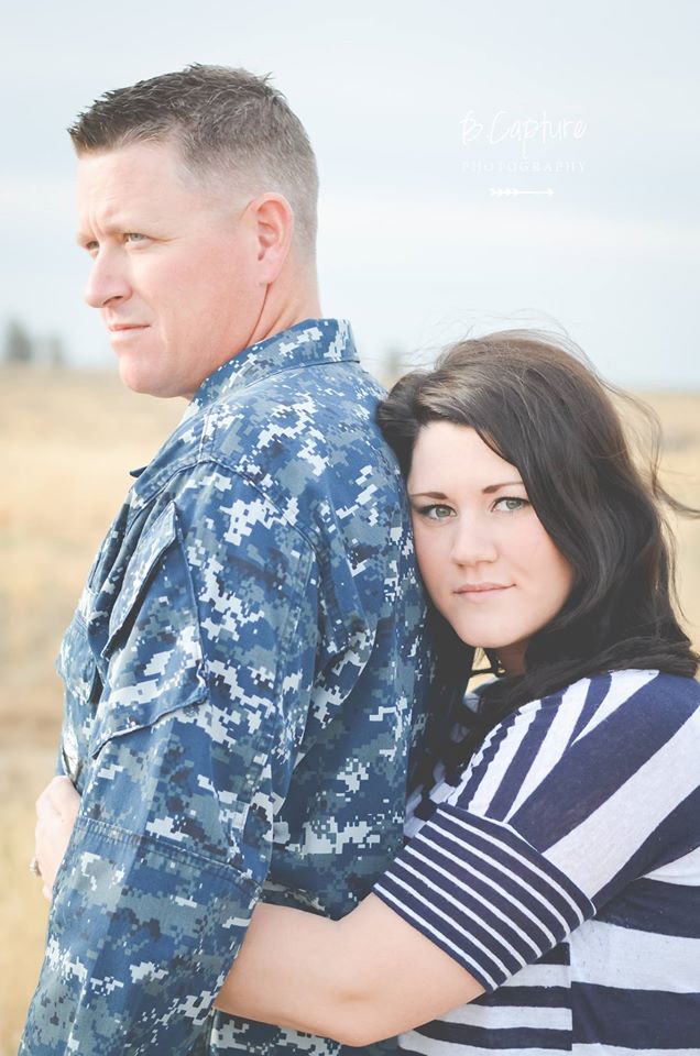 Oregon Military Family Photographer, wife hugging husband in uniform