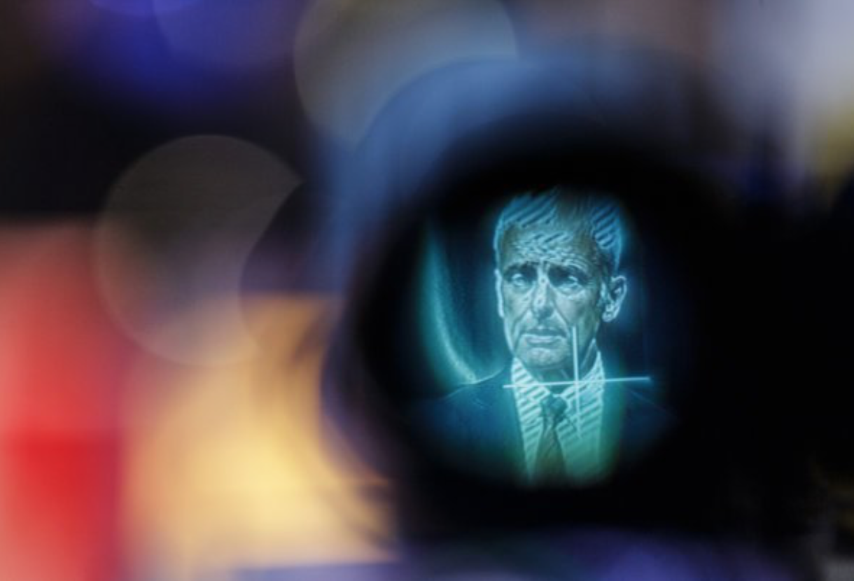 Matthias Mueller, chief executive of Volkswagen, is displayed on a camera’s viewfinder during a news conference. LISI NIESNER / BLOOMBERG