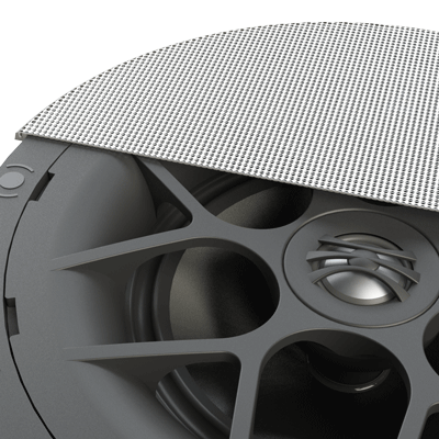modern high-performance in-ceiling speaker with a bezeless grill 