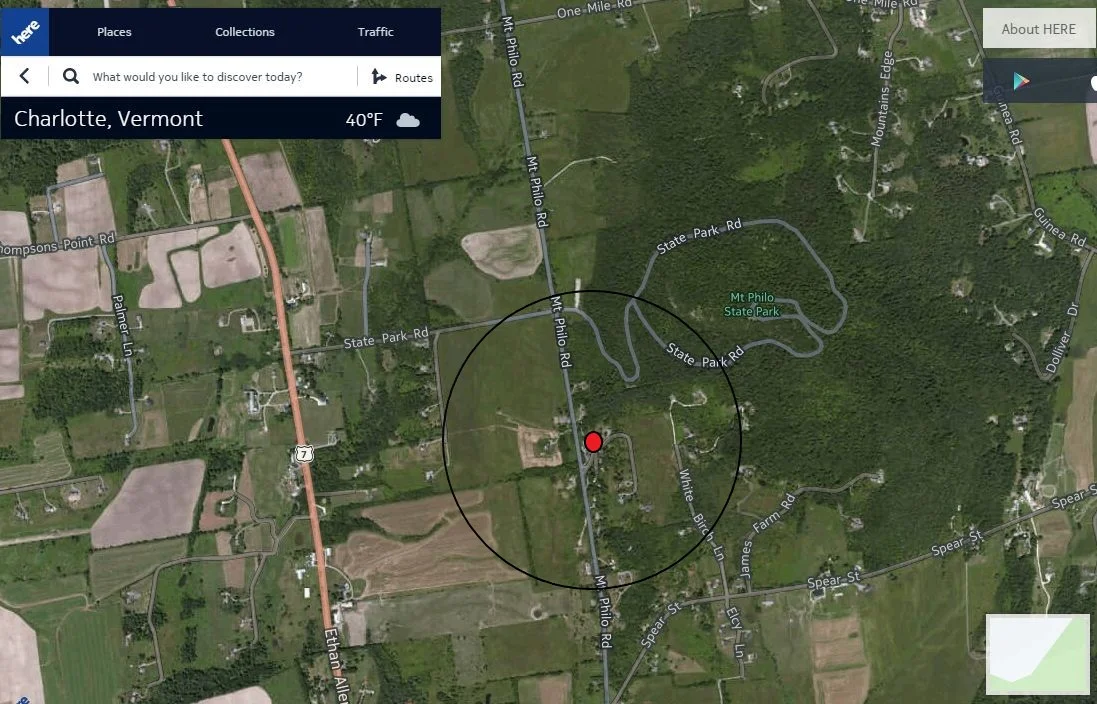 Here.com image of the Mt. Philo Inn and it's surroundings