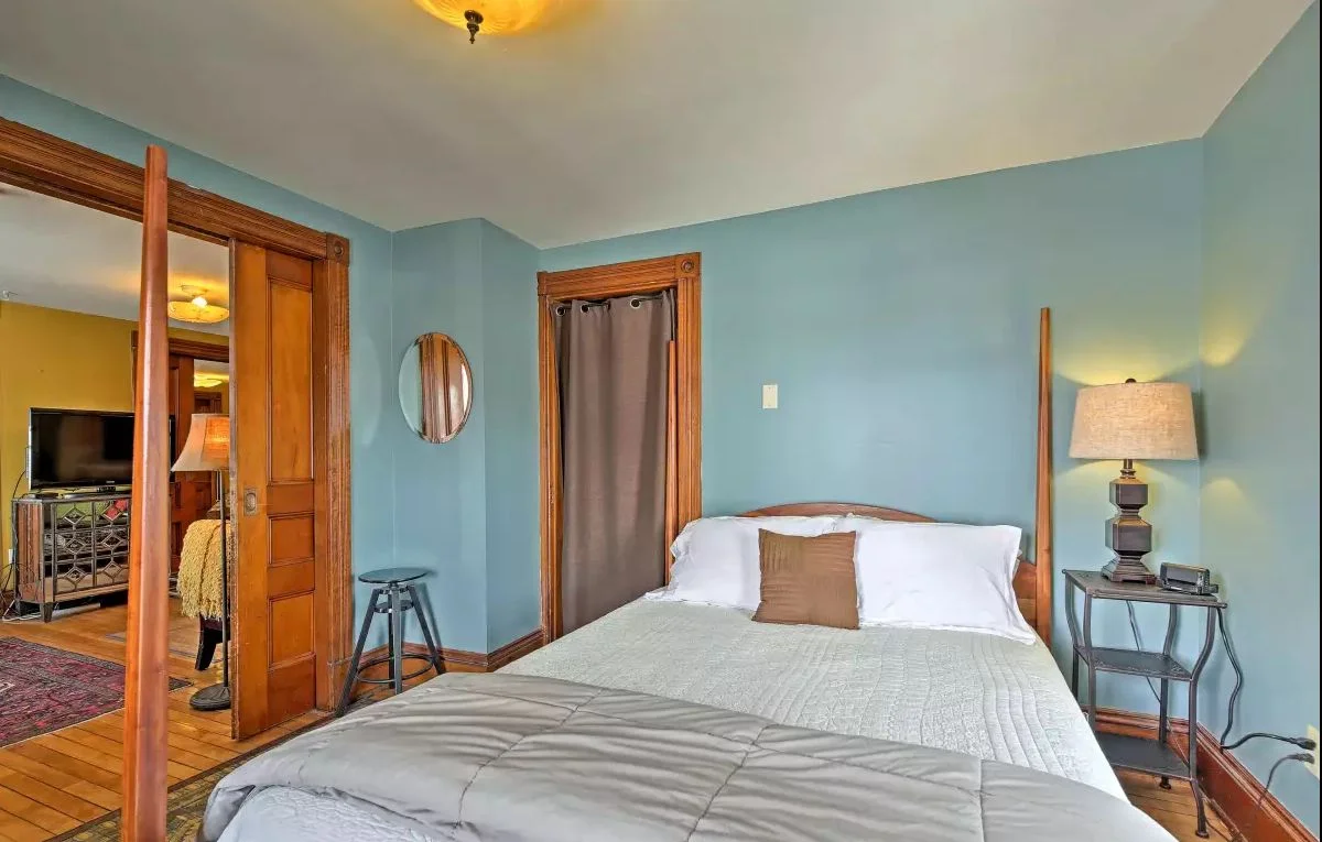 West Wing southwest bedroom - Original Pocket doors with ornate hardware