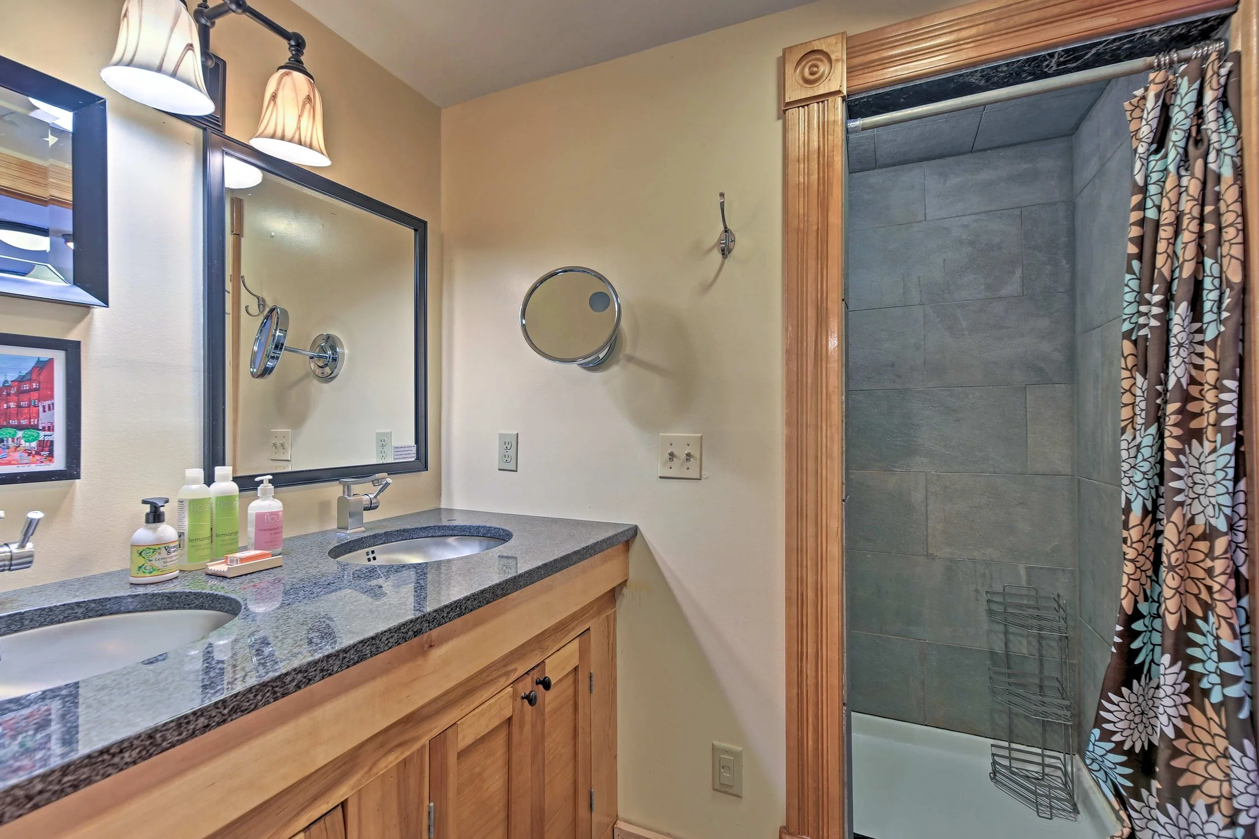 Right Wing upstairs bathroom - Walk-in shower, granite double sink