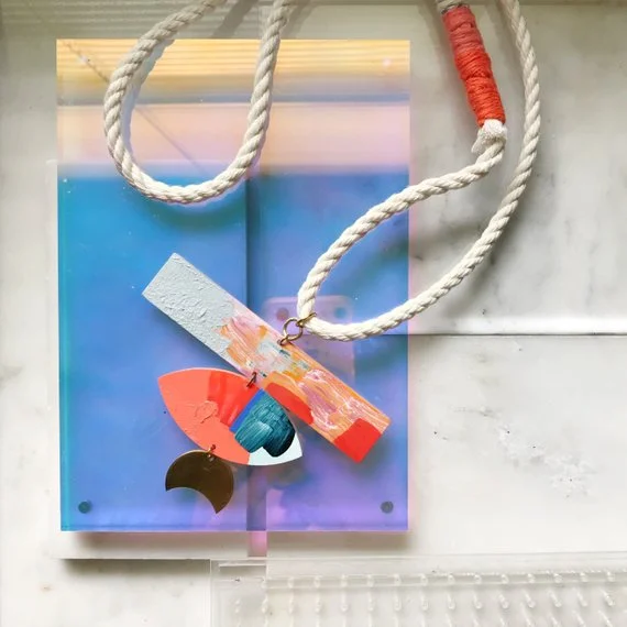 Painted Acrylic + Rope Necklace