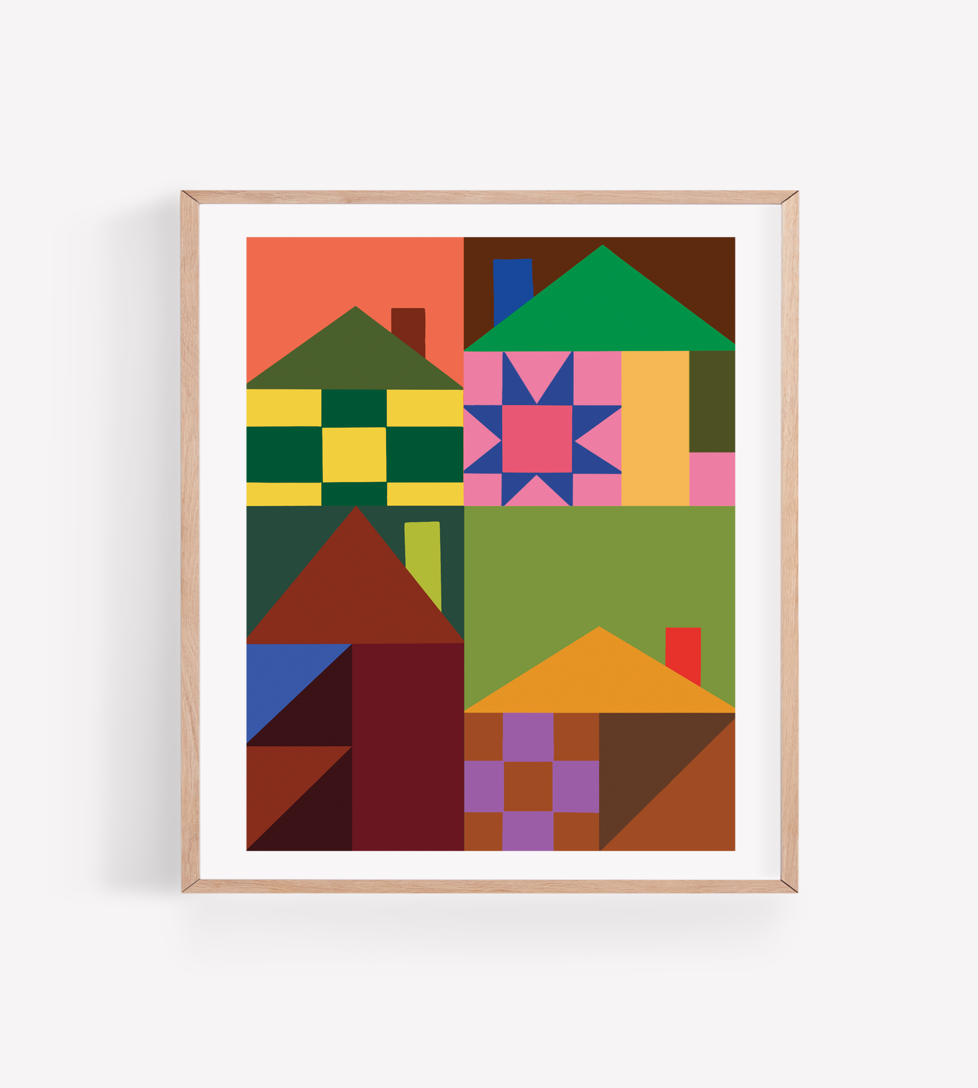 Quilt Row Houses Art Print