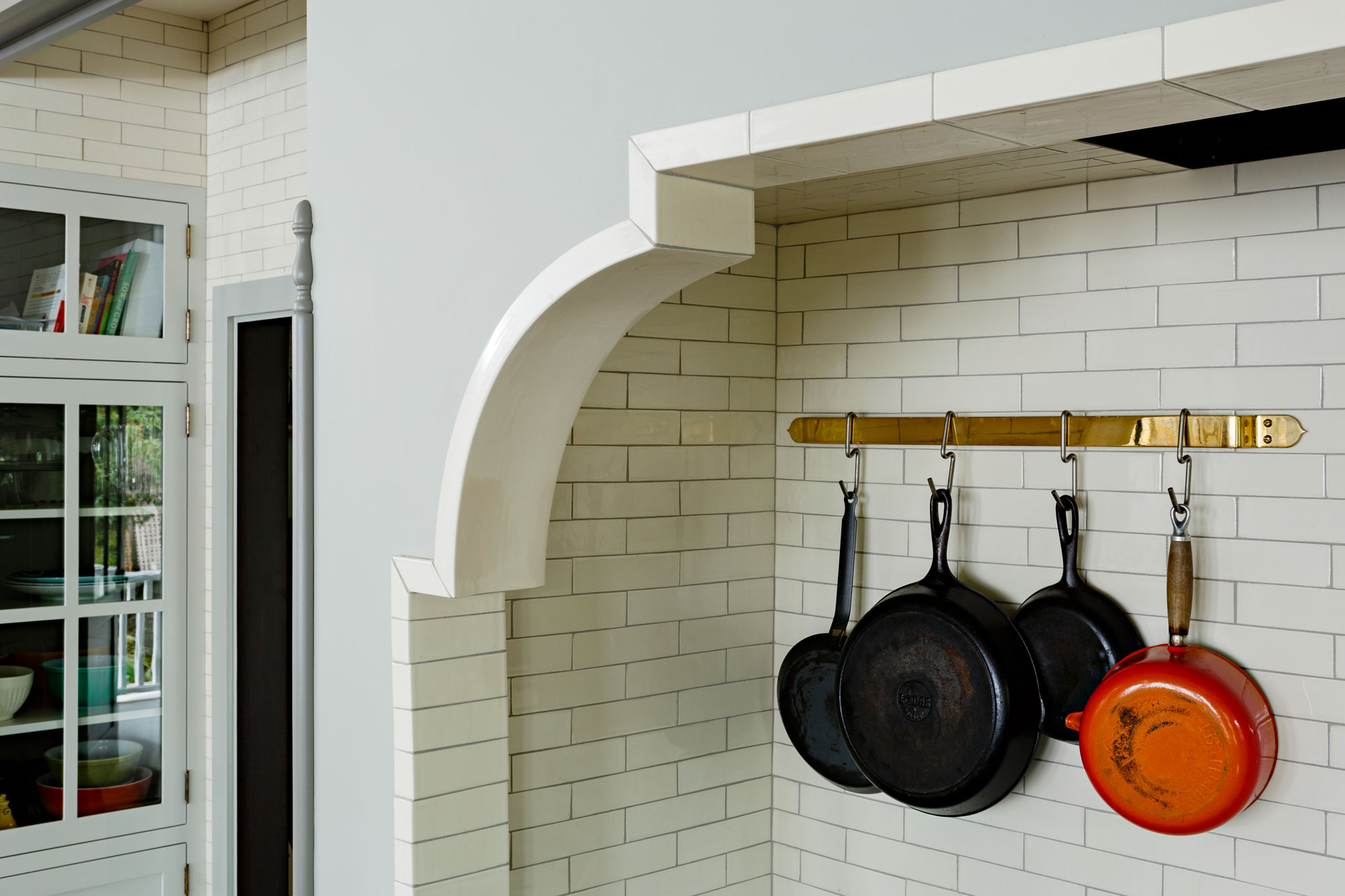  Custom tile corbel at stove alcove 