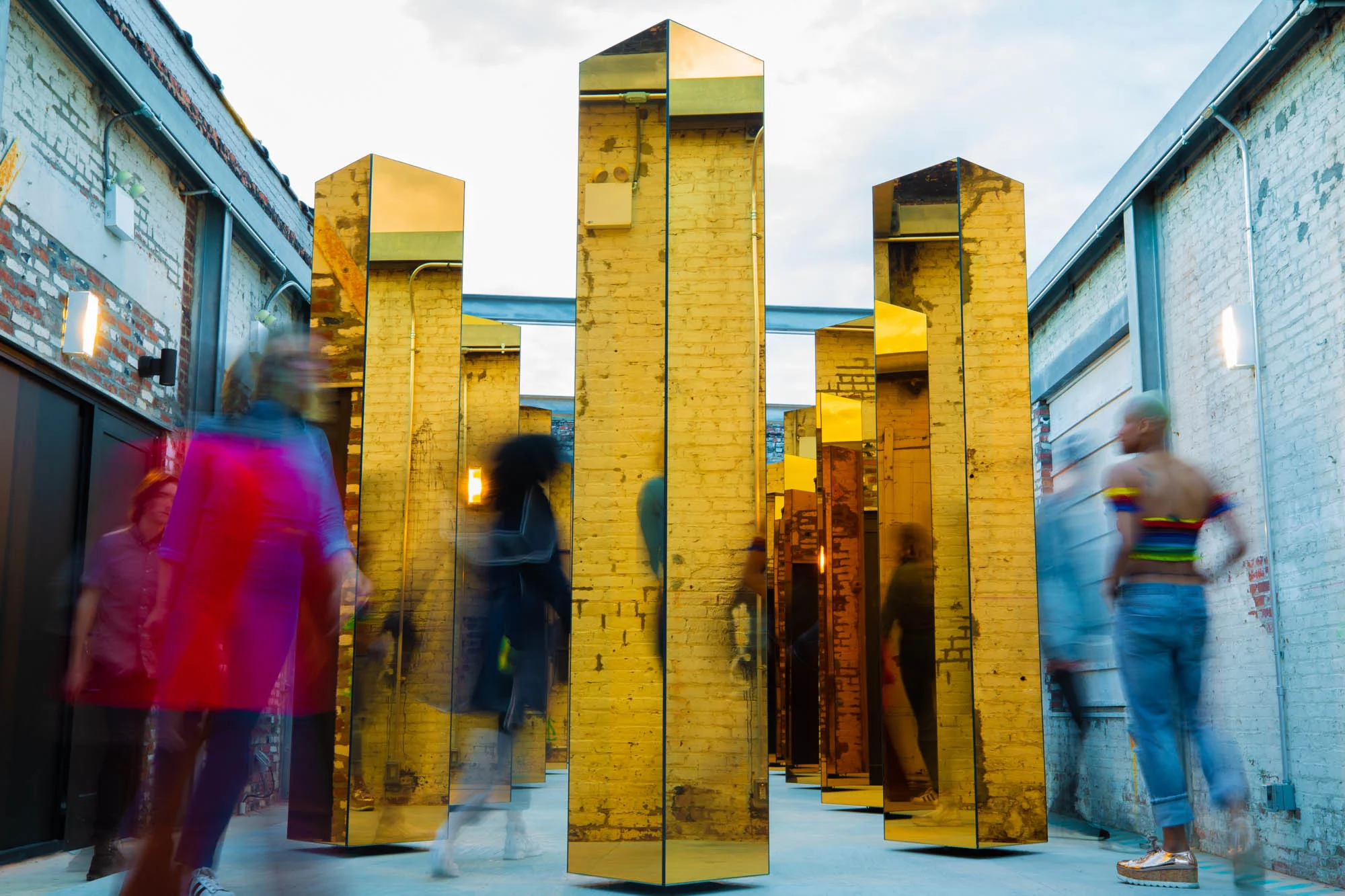The installation spun in dynamic patterns, influenced by data pulled from NYC.