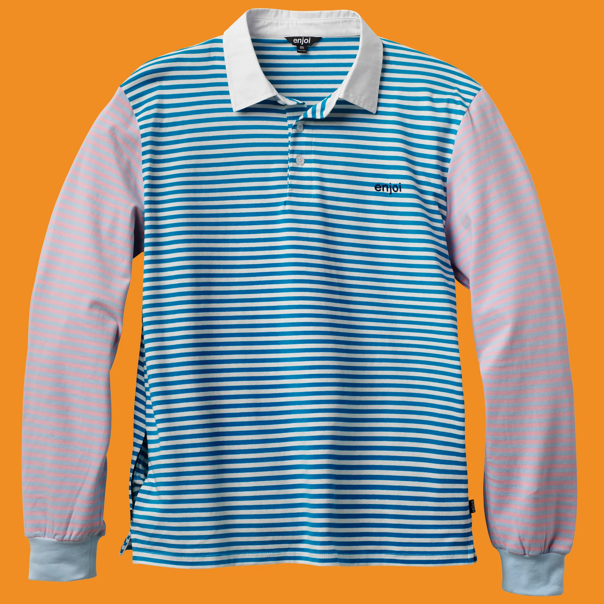 confused stripe. long sleeve polo