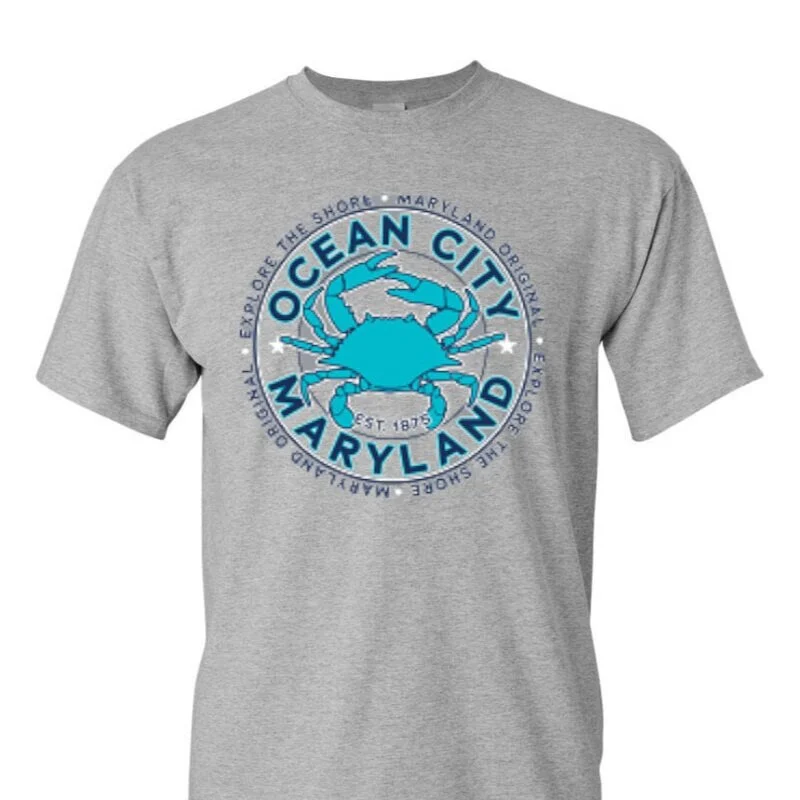 OCEAN CITY MARYLAND BLUE CRAB EXPLORE THE SHORE T-SHIRT