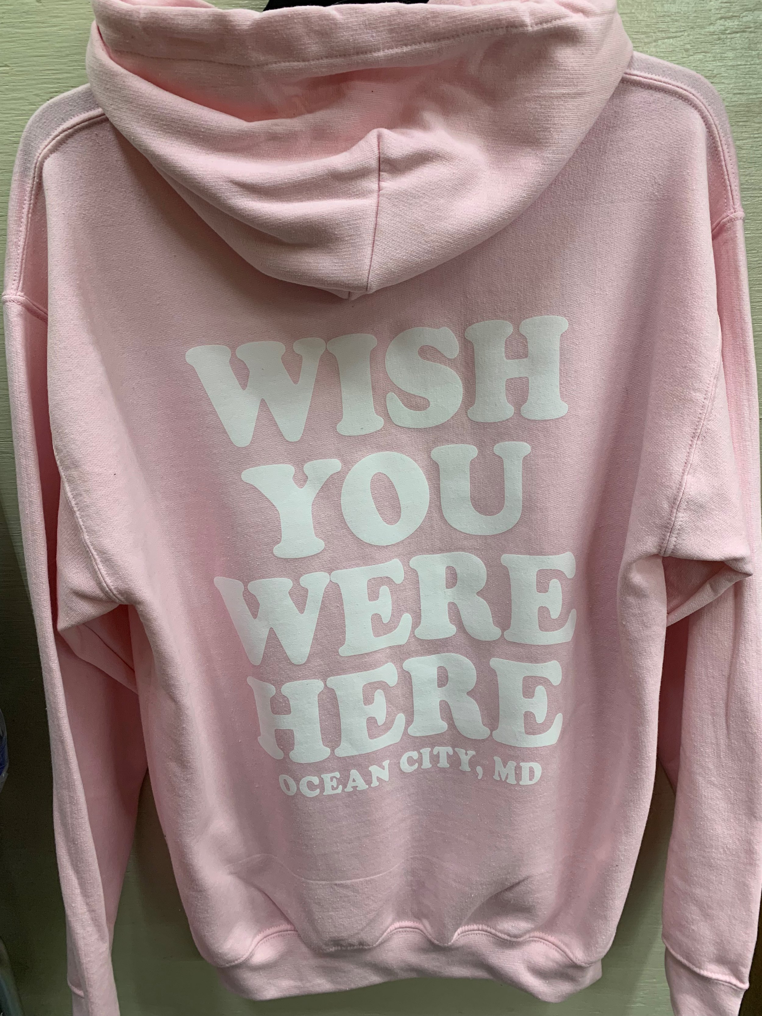 Wish You Were Here Ocean City MD Hoodie Light Pink — T-Shirt Factory ...