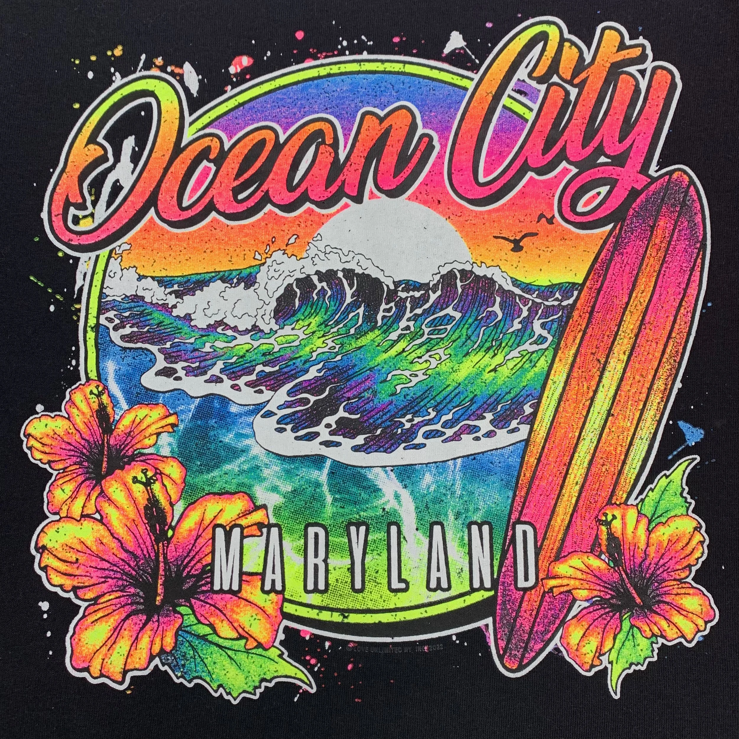 Ocean City Maryland Multi-color Surfboard Hibiscus