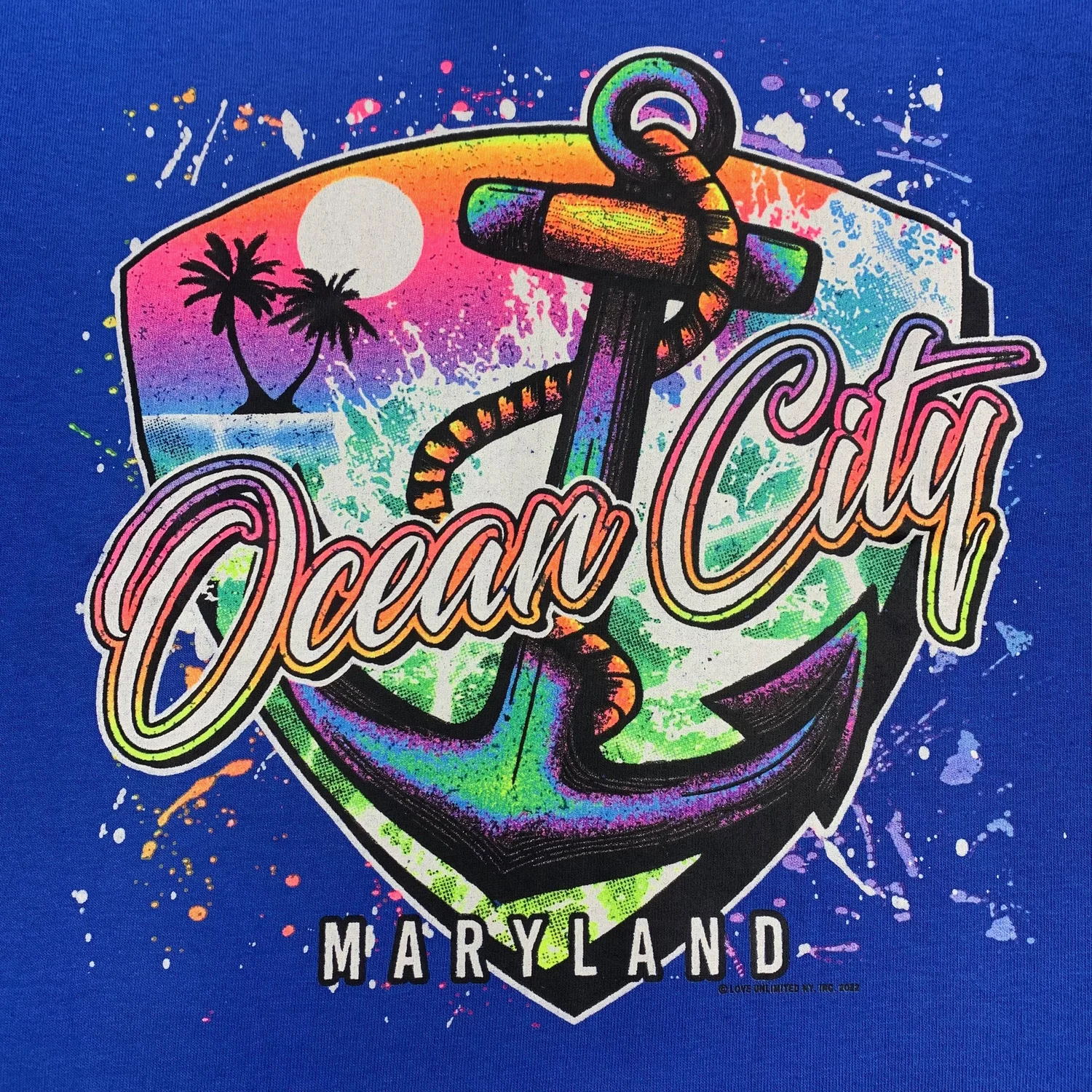 Ocean City Maryland Multi-color Anchor Palm Trees Splatter — T