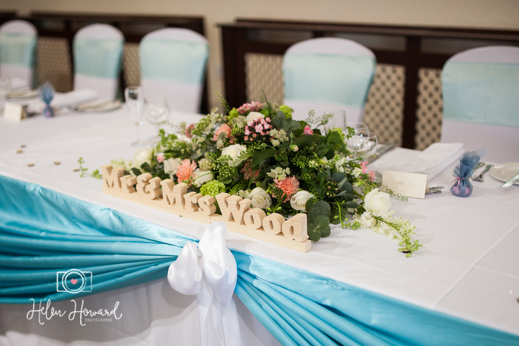 Mr and Mrs Wood Table Centre at Oak Farm Hotel Wedding Photography-1.jpg