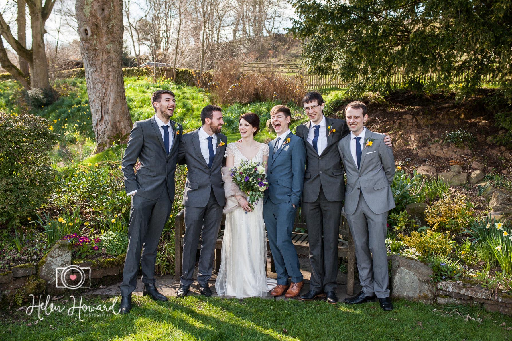 Bride Grom and their Groomsmen at a Staffordshire wedding